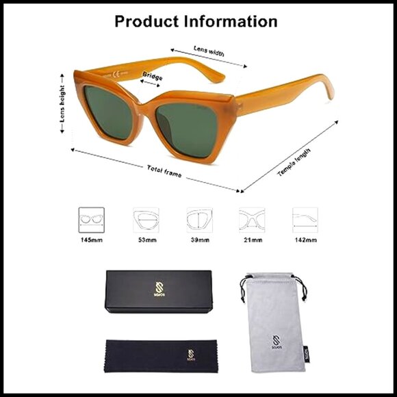 Square Polarized Sunglasses | UV400 Acetate - zenottic  Square Cat Eye Polarized Sunglasses with UV400 Protection Plastic Frame